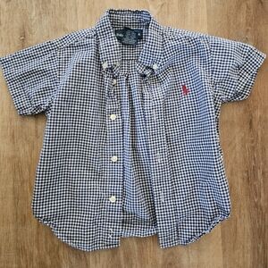 Ralph Lauren Gingham Check Short Sleeve Boys Button Down Shirt 100% Cotton
